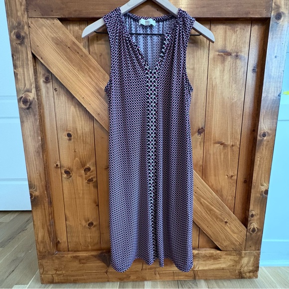 Michael Kors XS Sleeveless Black Burgundy Geometric Dress - Picture 1 of 4